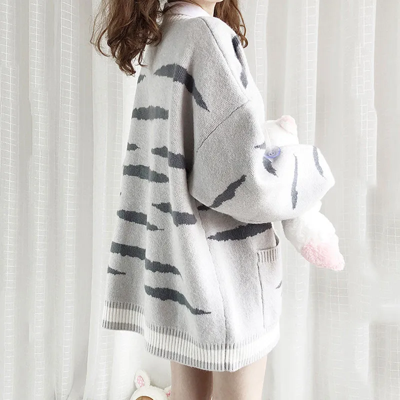 SWEET TIGER CAT SWEATER COAT CARDIGAN UB3395