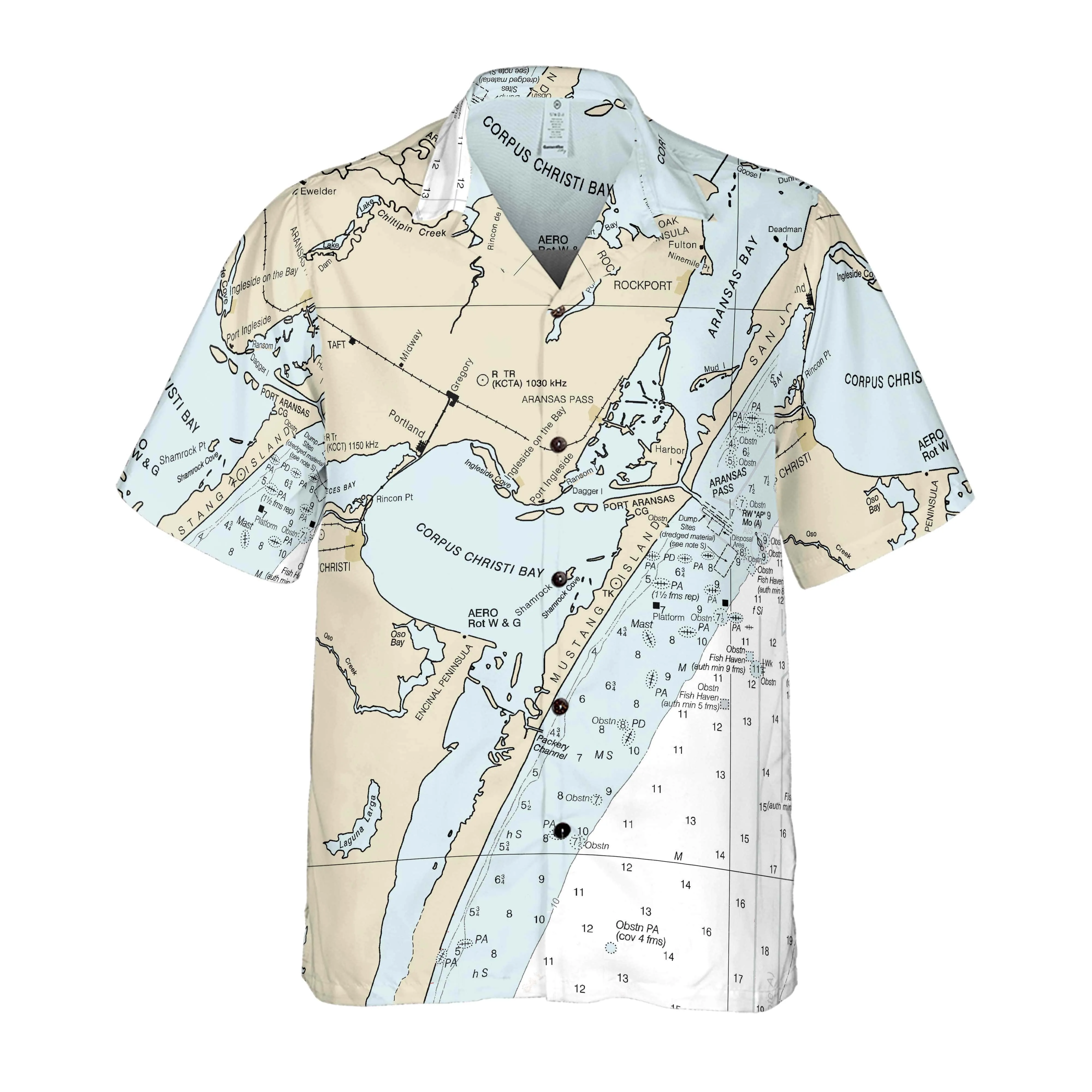 The Corpus Christi Bay Coconut Button Camp Shirt