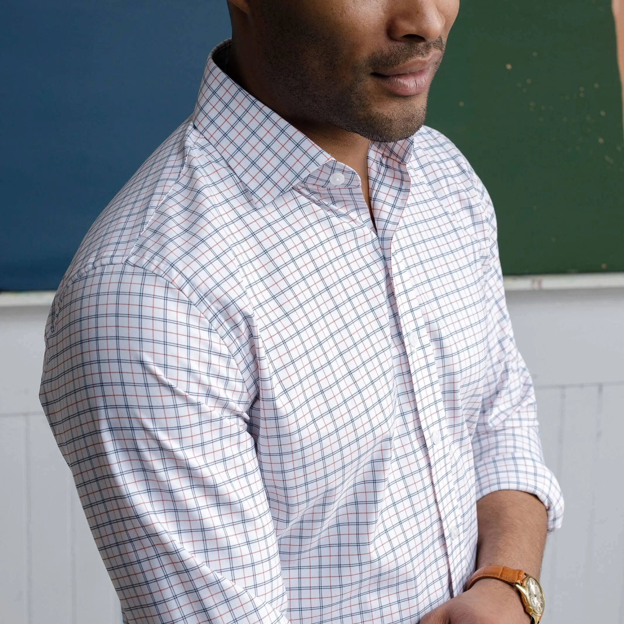 The Orange Journey Flex Performance Windowpane Custom Shirt
