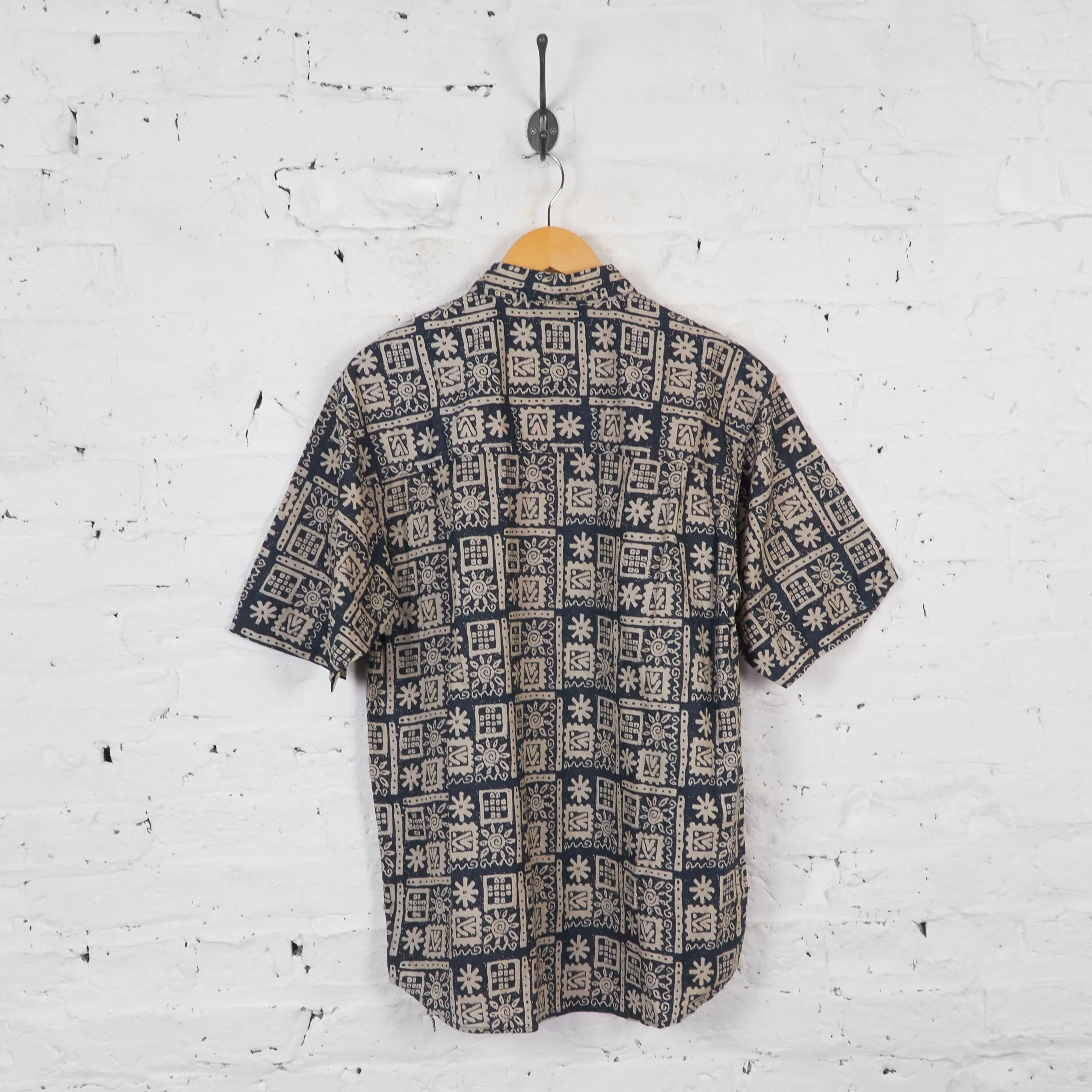 Vintage Abstract Party Shirt - Blue - S