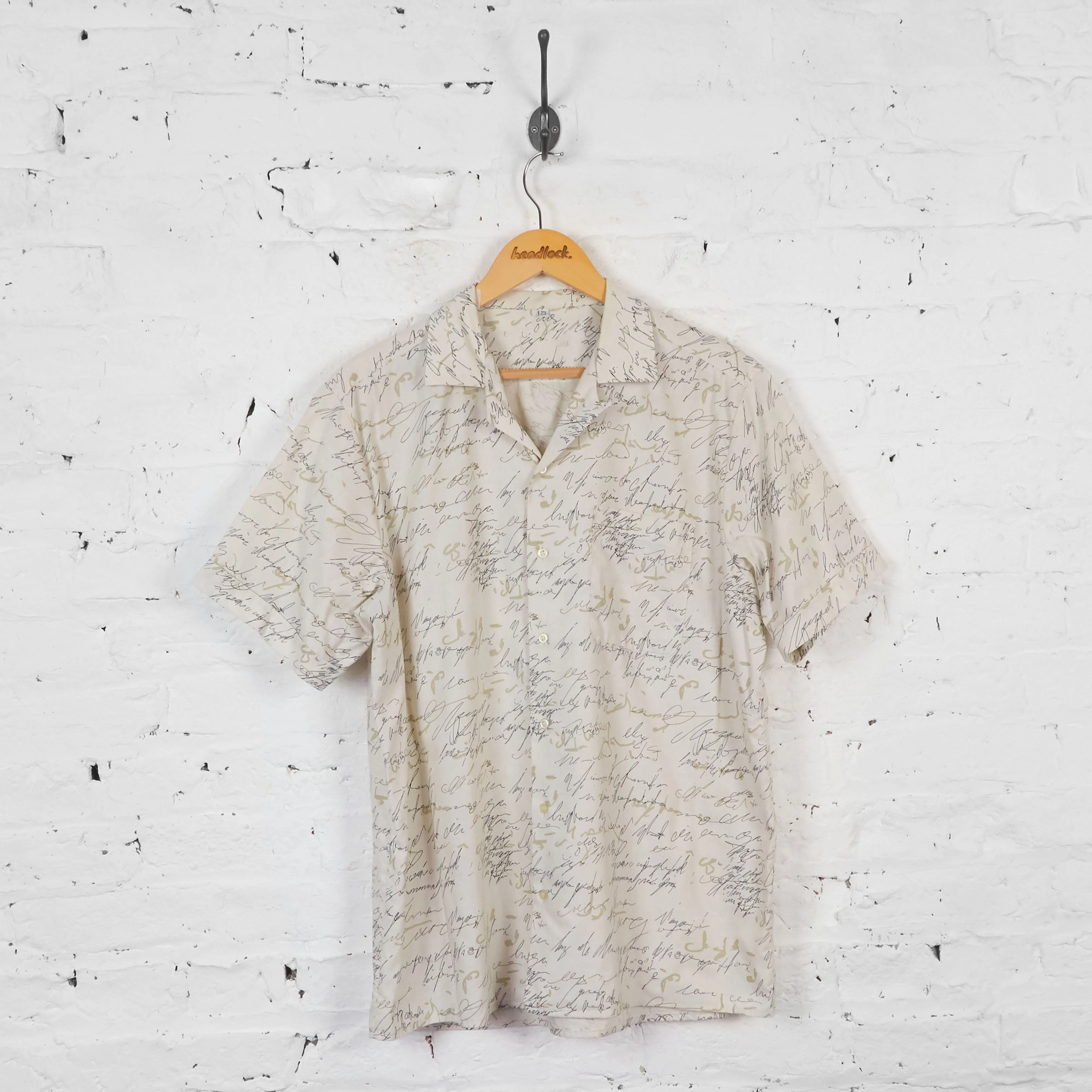 Vintage Scribble Letters Party Shirt - Cream - L