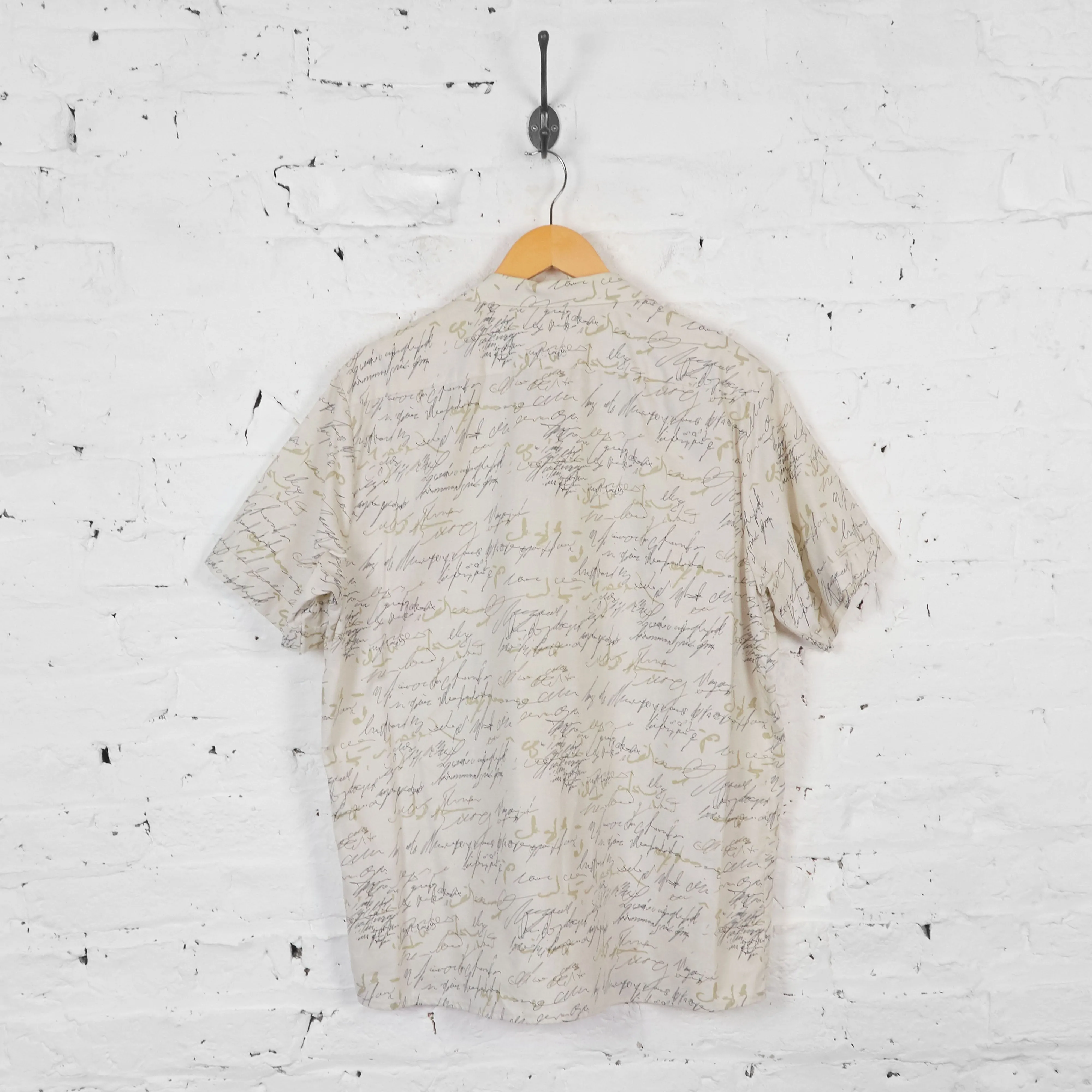 Vintage Scribble Letters Party Shirt - Cream - L