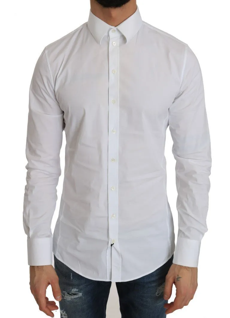 White Cotton SICILIA Stretch Slim Shirt