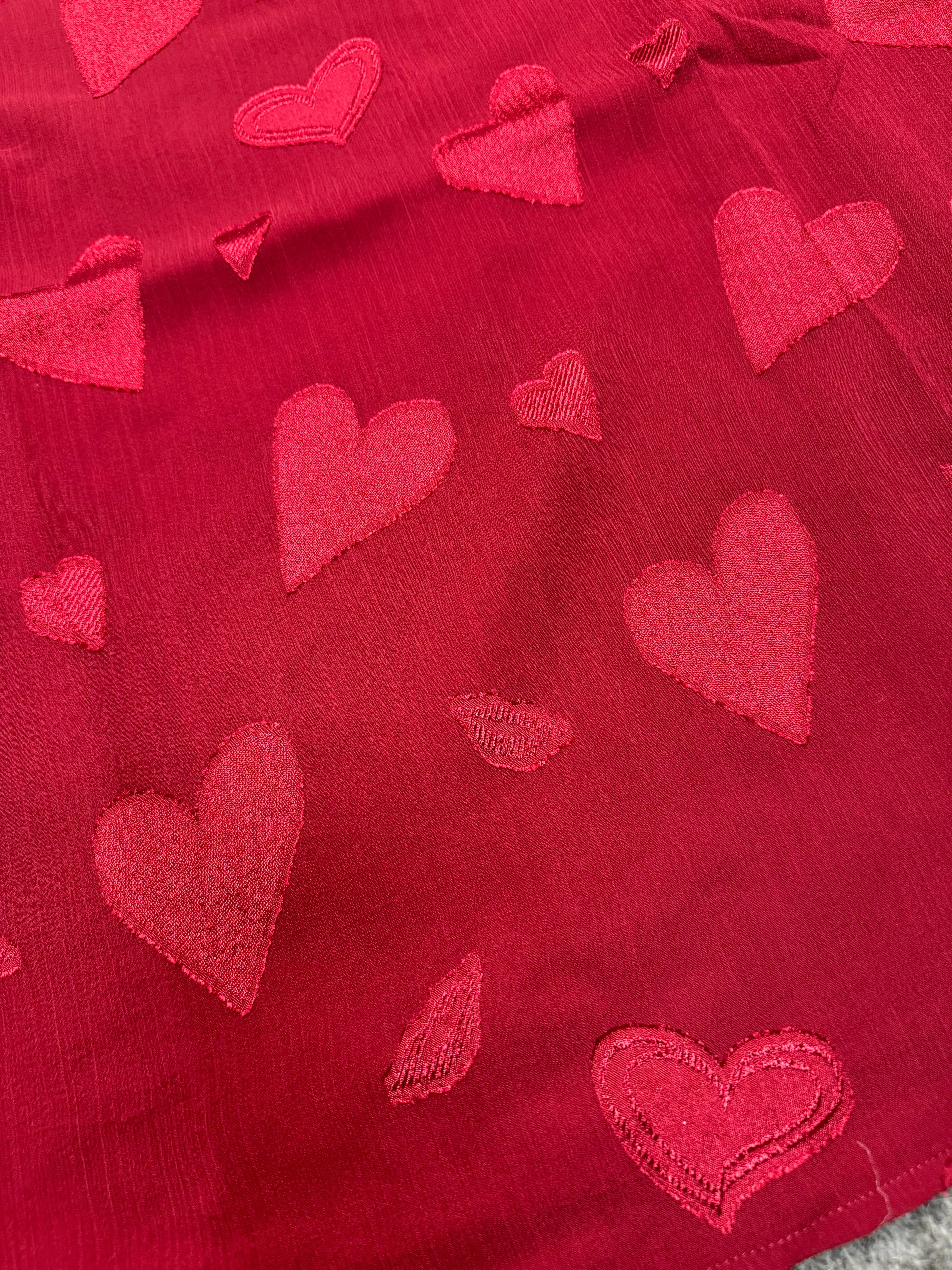 Wine Long Sleeve Blouse with Hearts
