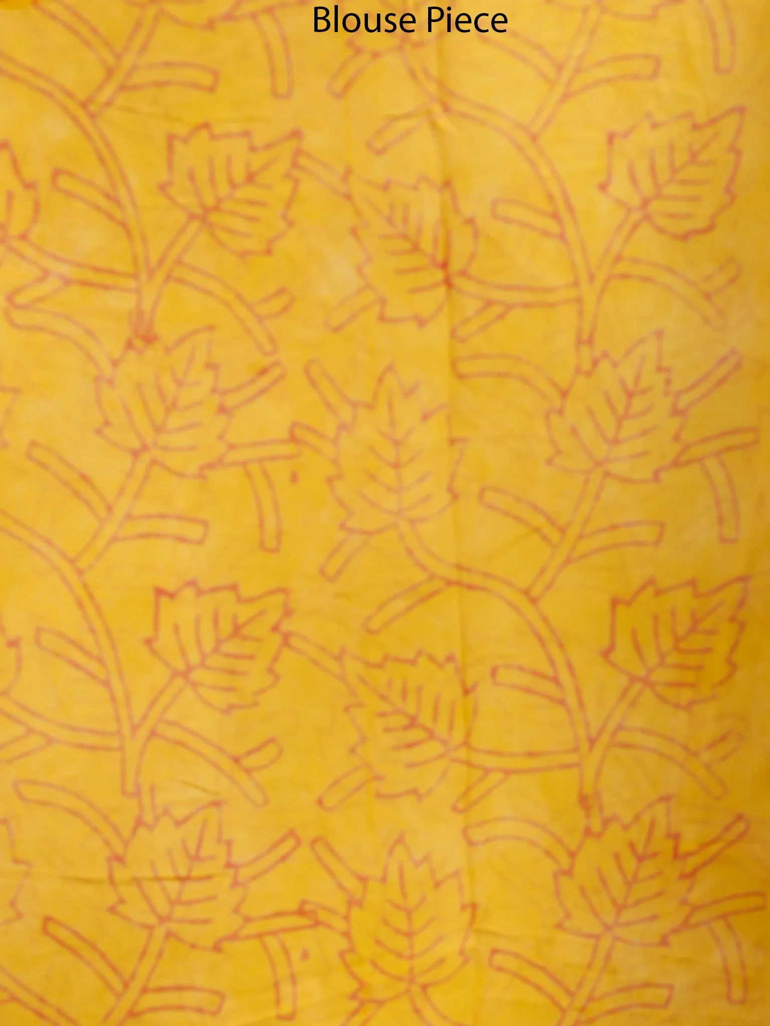Yellow Orange Green Hand Block Printed Chiffon Saree with Zari Border - S031703499